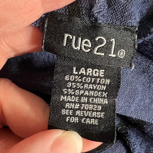 Rue21 Womens Cardigan Sweater Striped Open Drape Front Knit Stretch Blue Large - Picture 8 of 9